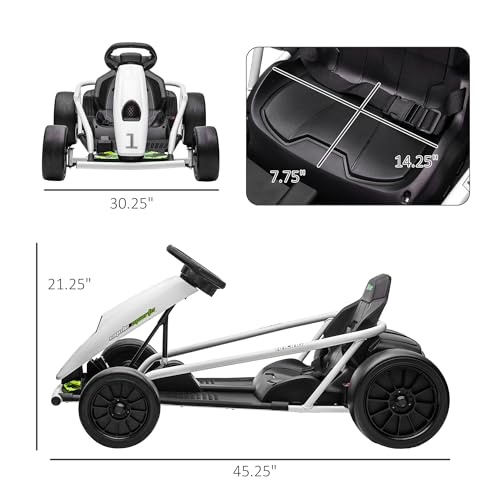 Aosom 24V 8.1 MPH Electric Go Kart, Drifting Car Battery Powered Ride on Toy Outdoor with Slow Start, Music, Horn Honking and Safety Belt