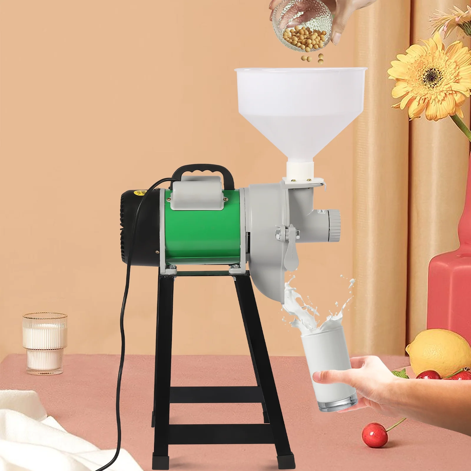 Electric Feed Mill Wet Cereals Grinder Feed Pellet Maker For Rice Grain Coffee Green