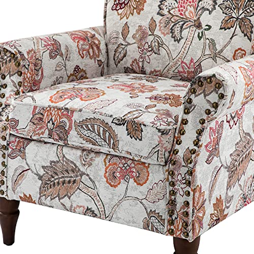 HULALA HOME Modern Wingback Accent Chair with Wood Legs & Removable Cushion, Comfy Upholstered Armchair with Nailhead Trim