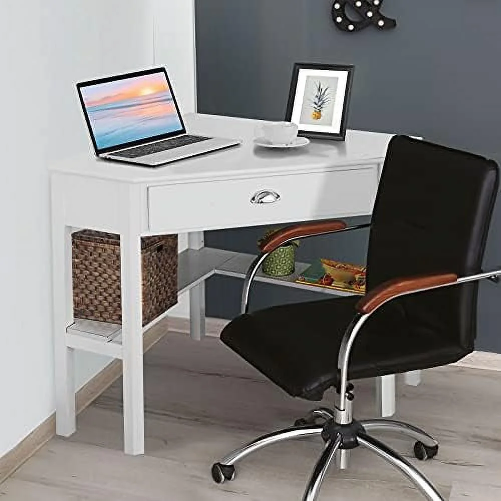 KHBIULIFE Corner Desk for Small Space  Compact Writing Table with Drawer and Shelves  Space Saving Study Modern Workstation  Laptop Corner Computer