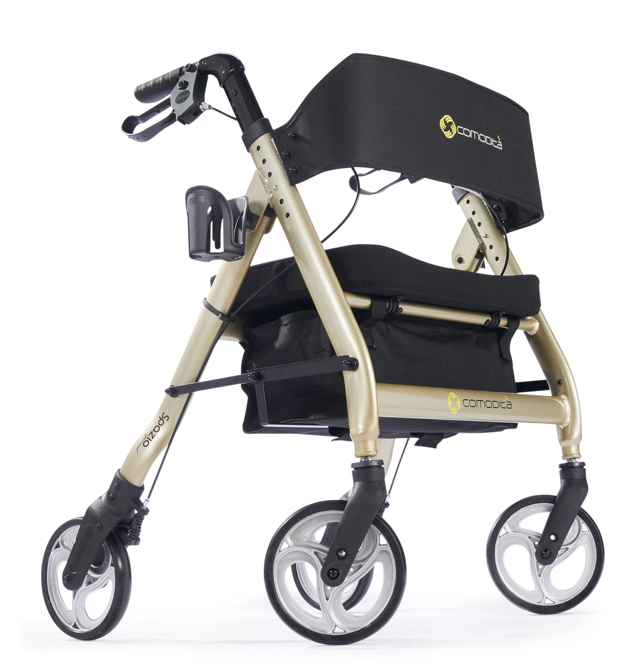 Comodit Spazio Special Extra Wide Heavy-Duty Rollator Walker with Ultra Comfortable Orthopedic 20 Wide Nylon Seat
