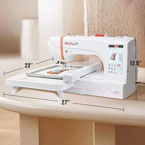 EOC06 Embroidery Machine 7.9x11 Inch Large Hoop for Beginners,Computerized 7 Inch Touchscreen,Machine Embroidery Gifts,Includes Hoops,USB,Stabilizer