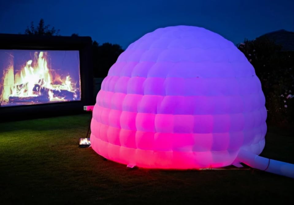 Outdoor Portable Inflatable Igloo Dome Tent with LED Light, 2 Windows | 16.5x18x11ft | Shelter Igloo Marquee for Party, Wedding, Camping