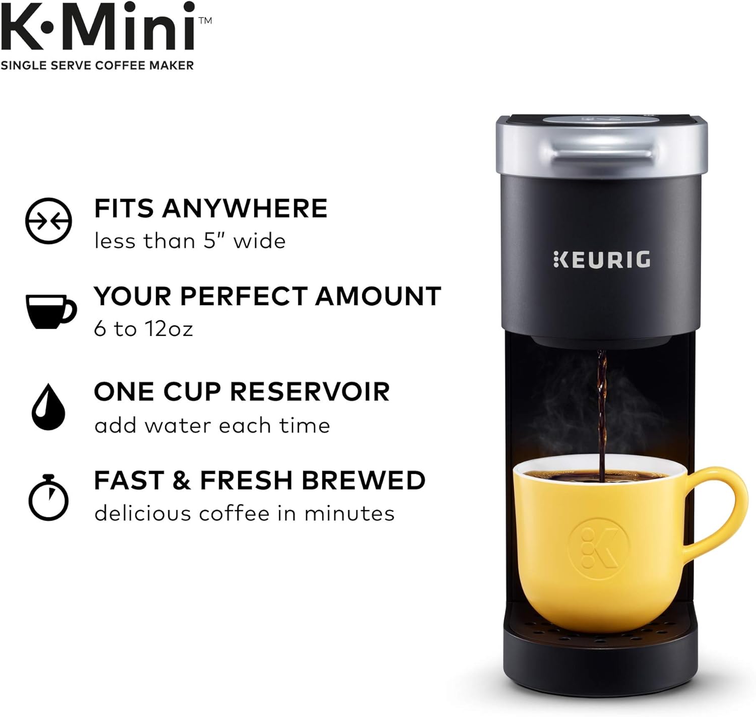 Keurig K- Slim Single Serve K-Cup Pod Coffee Maker, Multistream Technology, White & K-Mini Single Serve Coffee Maker, Black