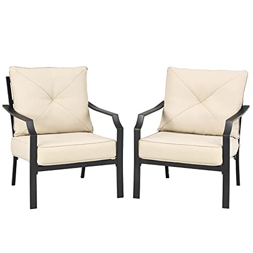Giantex Set of 2 Patio Chairs, Outdoor Armchairs with Padded Cushions