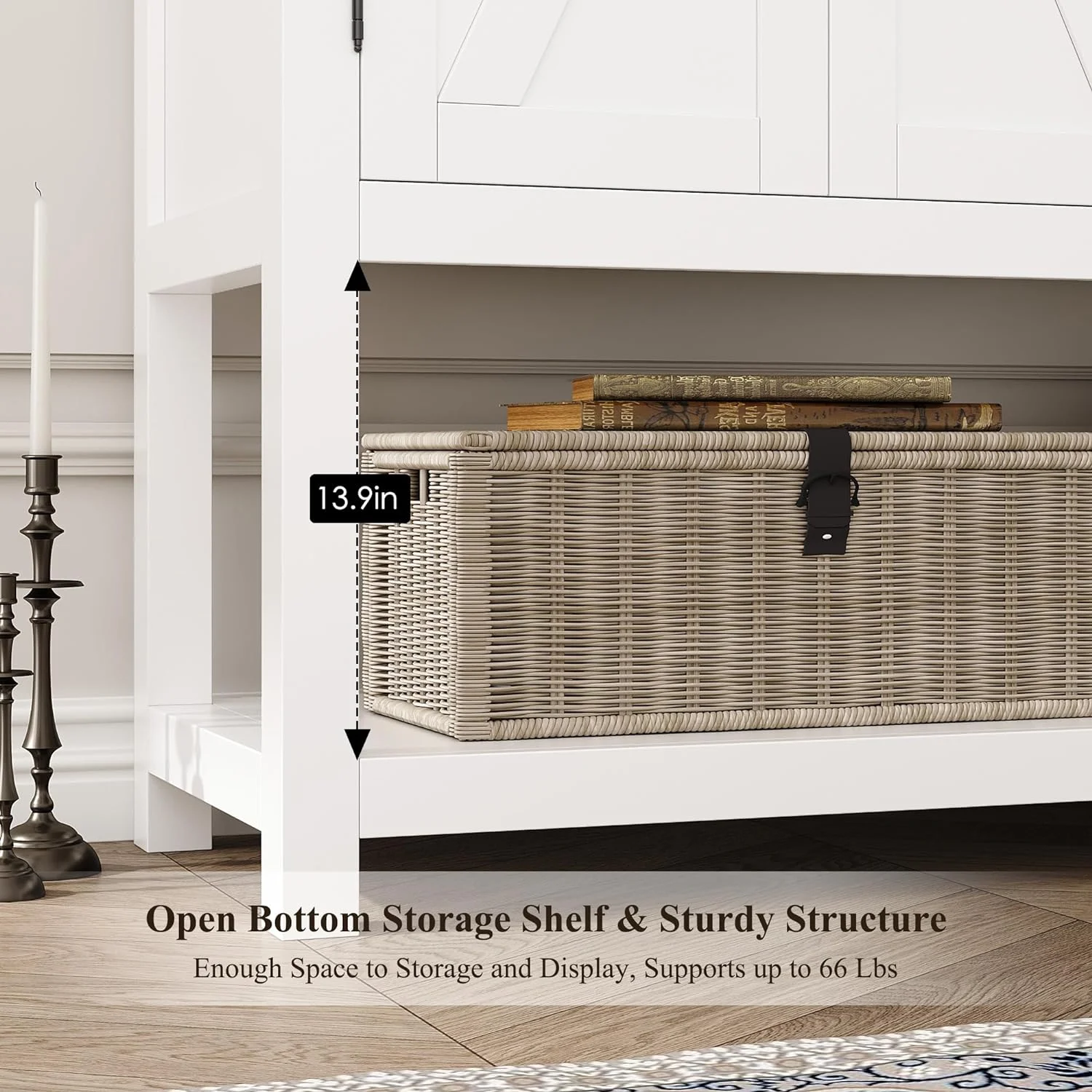 Buffet Sideboard Cabinet with Storage, 47.2" Modern Farmhouse Coffee Bar with 2 Drawers, Barn Doors Console Table with Shelf for Kitchen, Dining Room