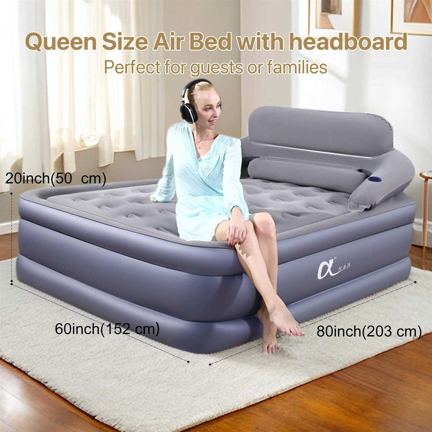 A-ER-FA Air Mattress with Headboard 3 Quick Inflation - Sports Supplies Online Store