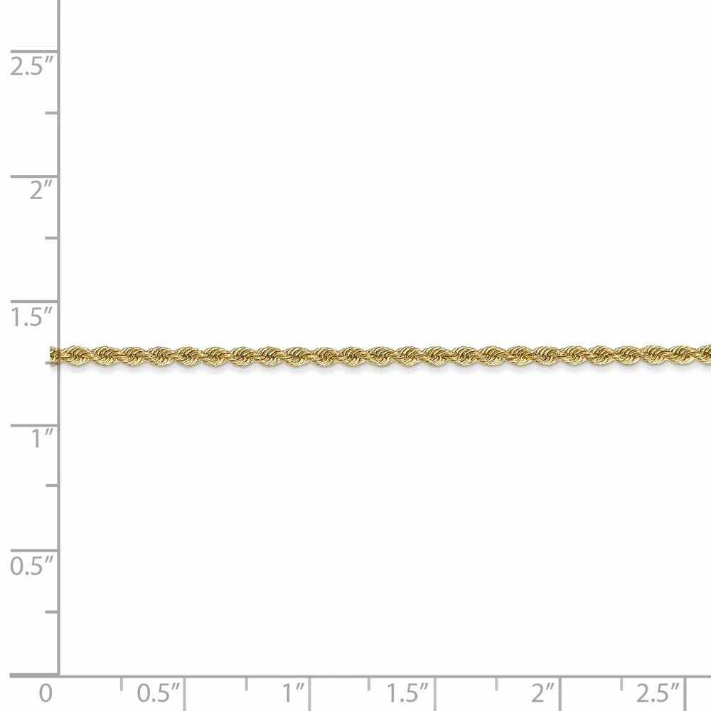 Leslie's Real 14kt Yellow Gold 2mm Solid Regular Rope Chain; 20 inch; Lobster Clasp; for Adults and Teens; for Women and Men