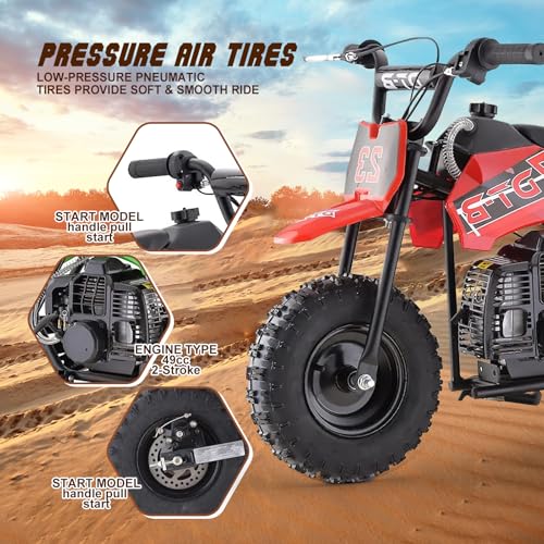 Superrio 49CC 2-Stroke Gas Power Mini Dirt Bike Dirt Off Road Motorcycle (Red)