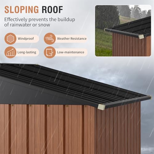 Outdoor Storage Shed, 5x3 Ft Metal Steel Tiny House with Lockable Door, Vertical Outside Storage Building for Garden, Backyard, Lawn, Patio Utility