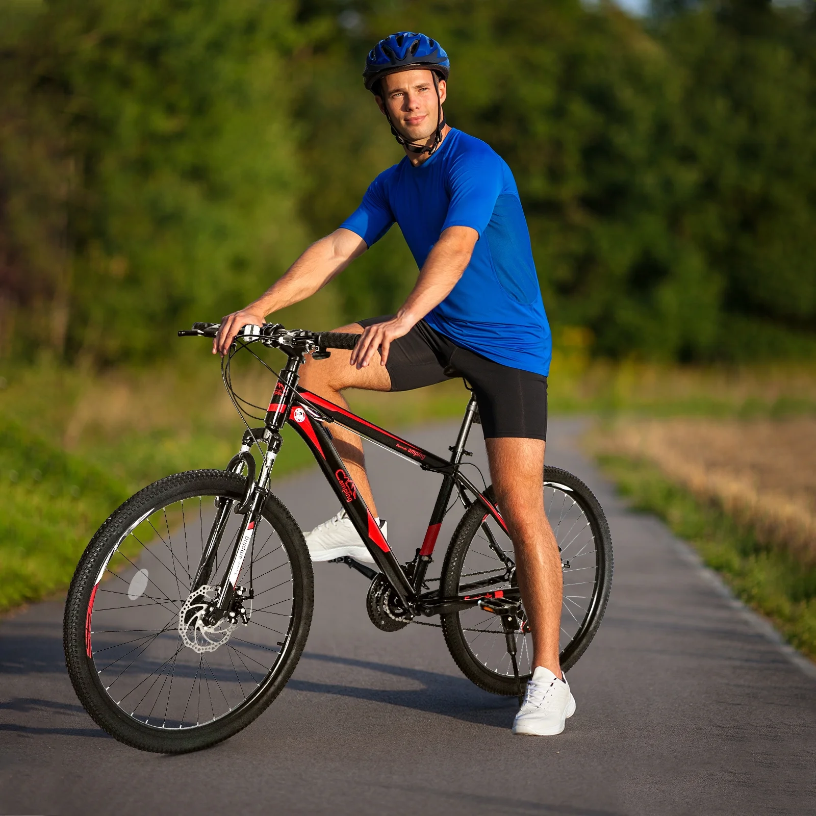 Ktaxon 21 Speed 26" Wheel Riding Mountain Bike, Steel Frame Trail Road Bicycle, Black/Red