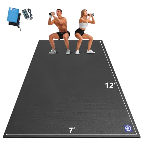 MRO Extra Large Exercise Mat 12'x7'/9'x7'/7'x7'/7'x5'(7mm), High-Density Workout Mats for Home Gym Flooring, Non-Slip, Extra Thick Durable Cardio Mat