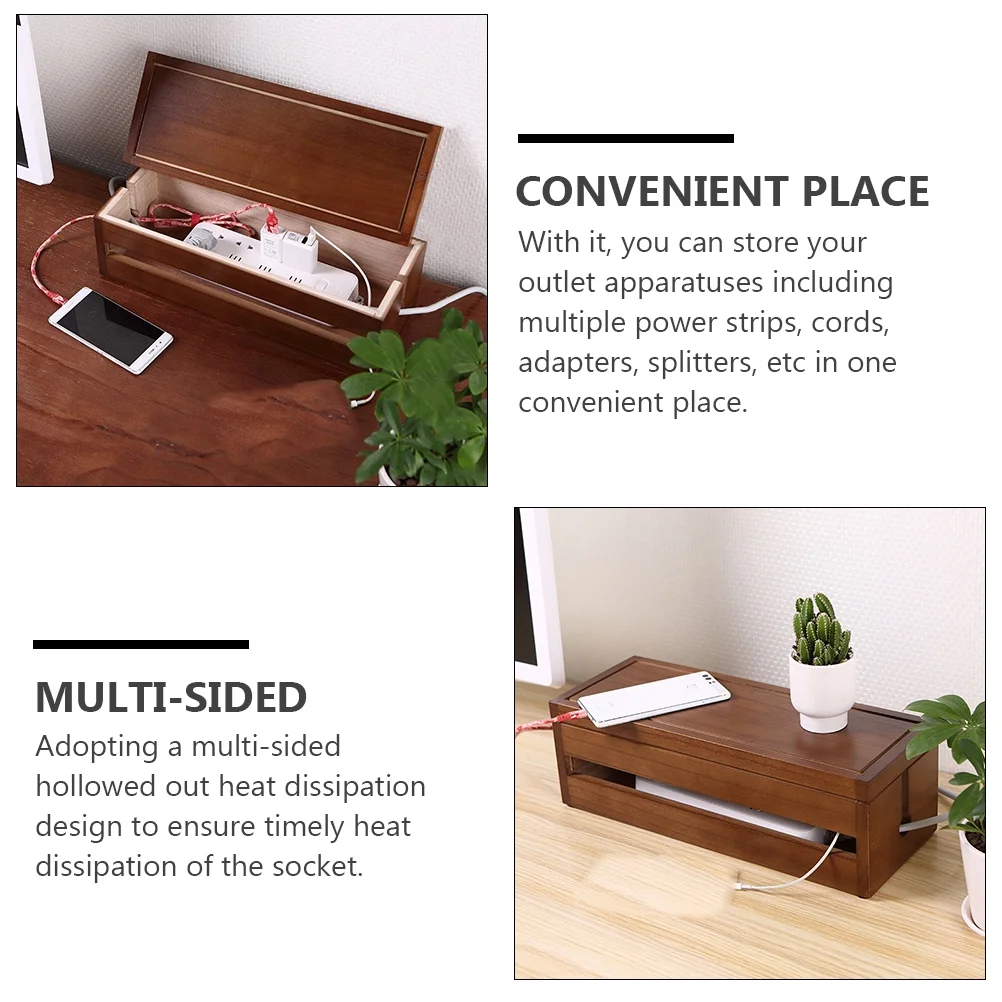 Solid Wood Wiring Box Socket Organizer Electronics Cable The Wire Coffee