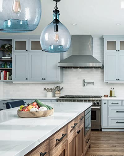 CASAMOTION Pendant Lights Kitchen Island Blown Glass Pendant Lighting Recycle Clear Entryway Light Fixtures Hanging Modern Farmhouse Dining Room