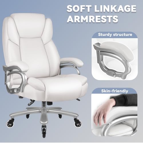 Big and Tall Office Chair 500lbs, Heavy Duty Executive Office Leather Chair for Heavy People