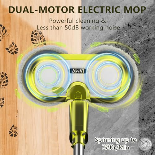 Cordless Electric Mop, Electric Spin Mop with LED Headlight and Water Spray