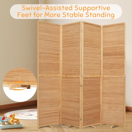 Bamboo Room Divider Folding Privacy Screens, Wall Divider for Room Separation, Portable Room Partitions and Dividers