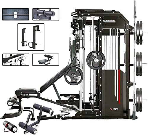 MiM USA Hercules EX Commercial All in One Gym Machine w/400 lb Weight Stack Jammer Arms Adj Bench Leg Press Leg Extension Arm Curl LAT Seat Complete