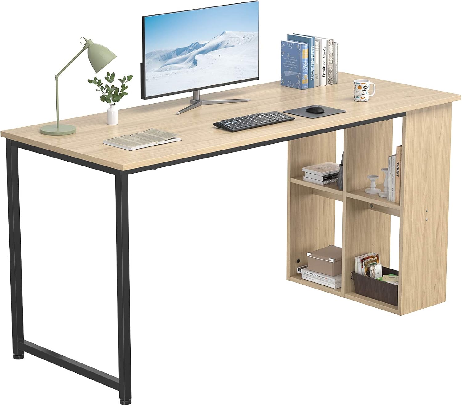 Homfio 47.2'' Computer Desk with Storage Shelves, Modern Home Office Desk Computer Table with Cabinets