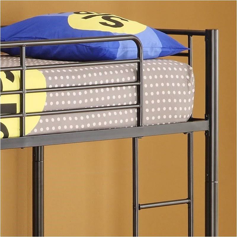 Pemberly Row Twin Over Twin Metal Bunk Bed in Black