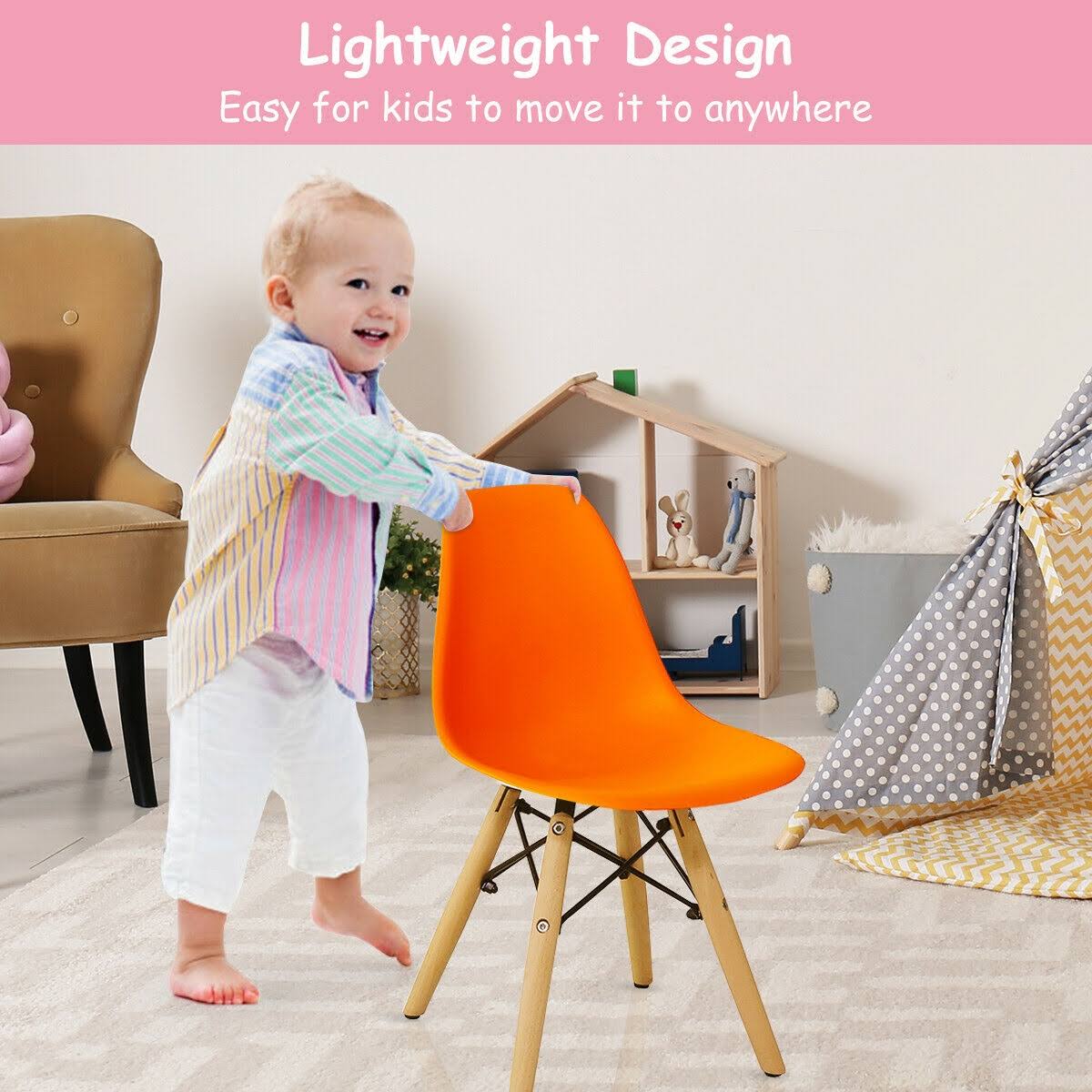 5 Piece Kids Colorful Set with 4 Armless Chairs