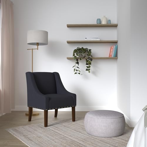 HomePop Velvet Swoop Arm Accent Chair, Suri Blue