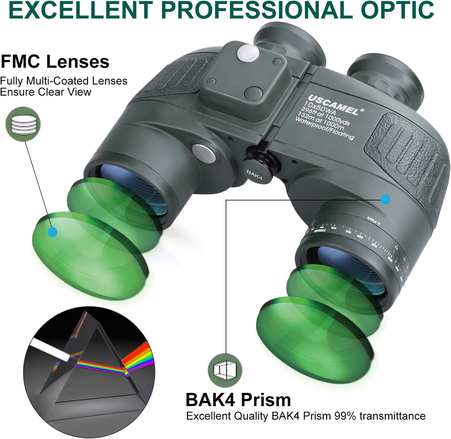 USCAMEL 10X50 Marine Binoculars for Adults