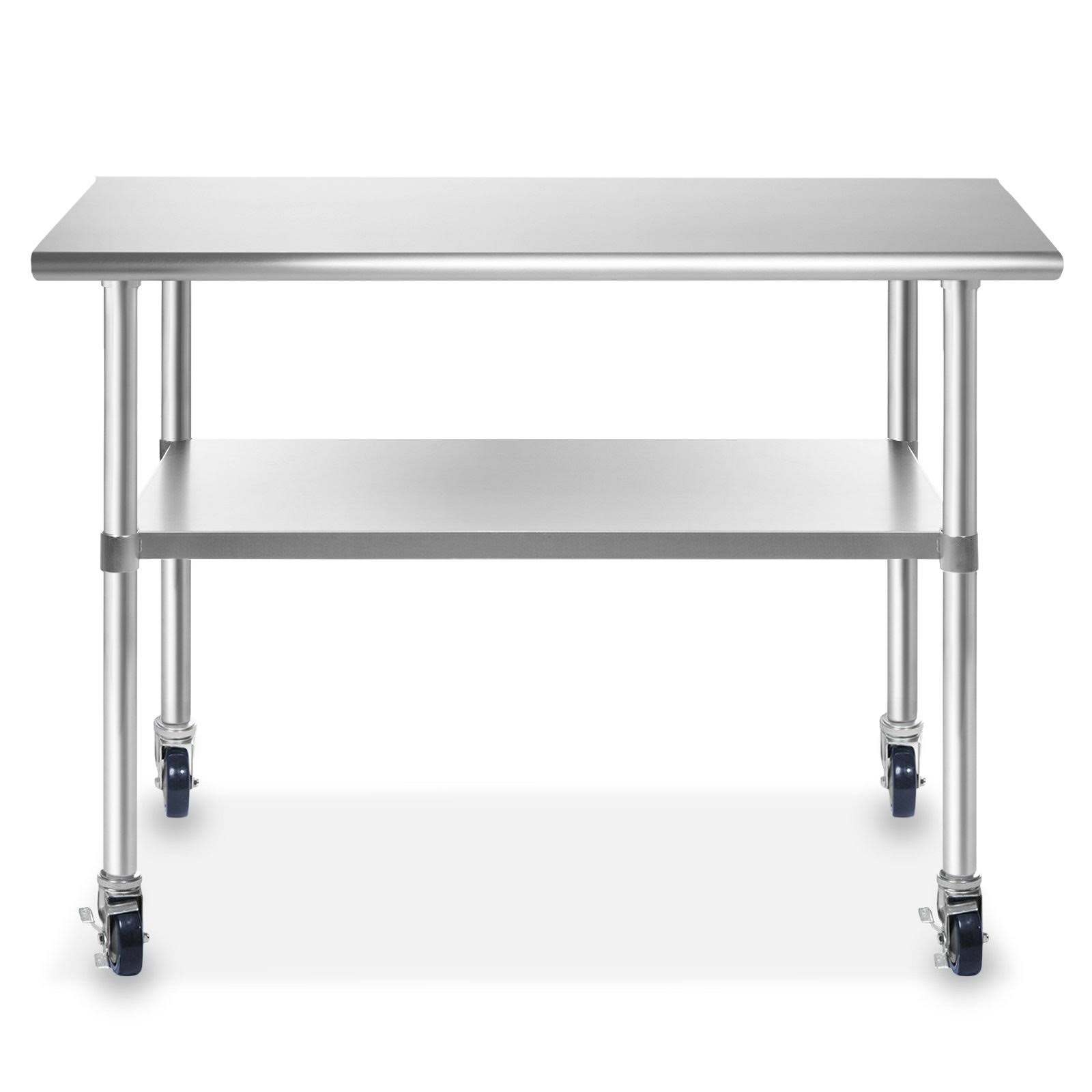 GRIDMANN NSF Stainless Steel Commercial Kitchen Prep u0026 Work Table w/ 4 Casters (Wheels) - 30 in. x 24 in.
