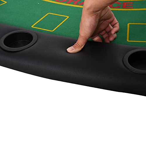 Soozier Poker Table Foldable, 72" Blackjack Table for 7 Players with Chip & Cup Holder, Blue Felt