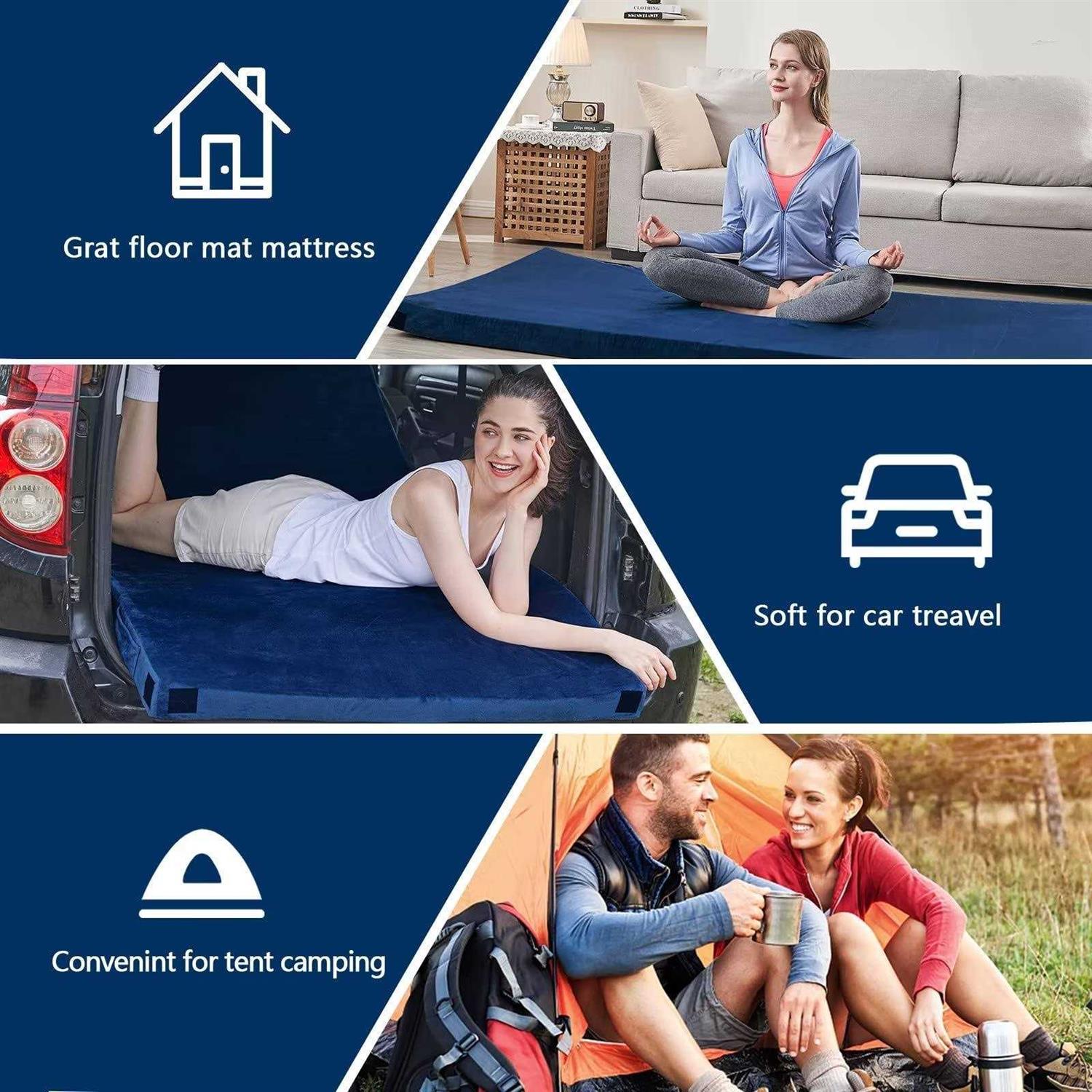 CYMULA CertiPUR-US Memory Foam Camping Mattress Pad Portable Foam Sleeping Pad for Camping - Sports Supplies Online Store