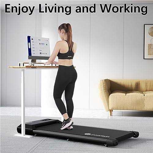 DeerRun Walking Pad 2 in 1 Under Desk Treadmill 2.5HP Low Noise Walking Pad Running Jogging Machine with Remote Control for Home Office