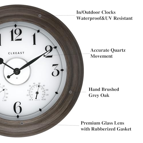 Illuminated Outdoor Indoor Metal Clocks Waterproof 24 inch, Oil Rubbed Bronze Black