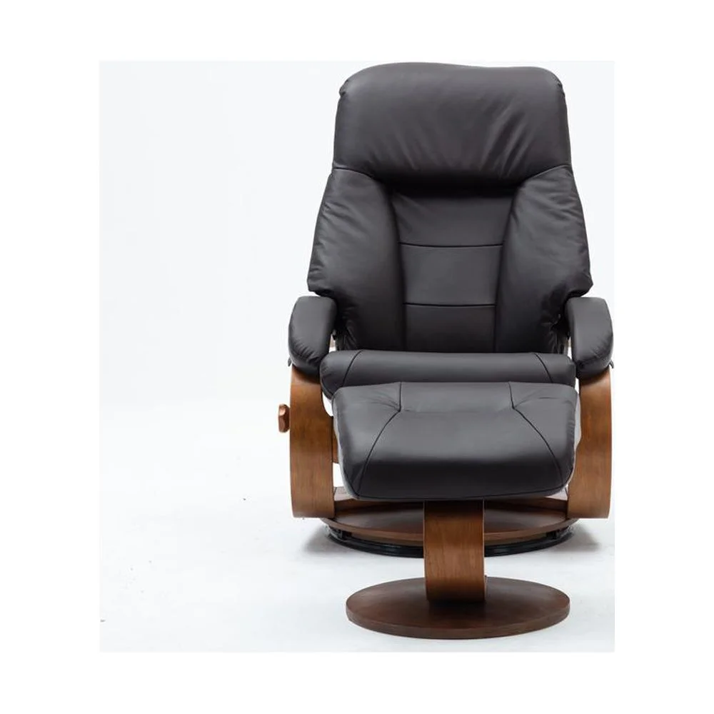 Relax-R™ Montreal Recliner and Ottoman in Espresso Top Grain Leather