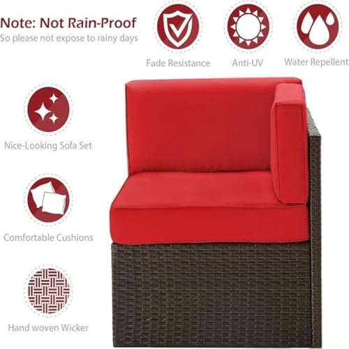 U-MAX 7 Piece Outdoor Patio Furniture Set, PE Rattan Outdoor Wicker Sectional Furniture Chair Set with Cushions and Tea Table
