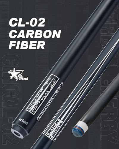 CRICAL Carbon Fiber Pool Cue Stick 58" Billiard Cue Sticks Professional Low Deflection Pool Sticks with 3/8 * 8 Pin Joint and 12.5mm Tip