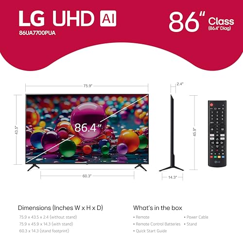 LG 43UA7700P 43 inch Class UA77 Series LED AI 4K Smart webOS TV (2025)