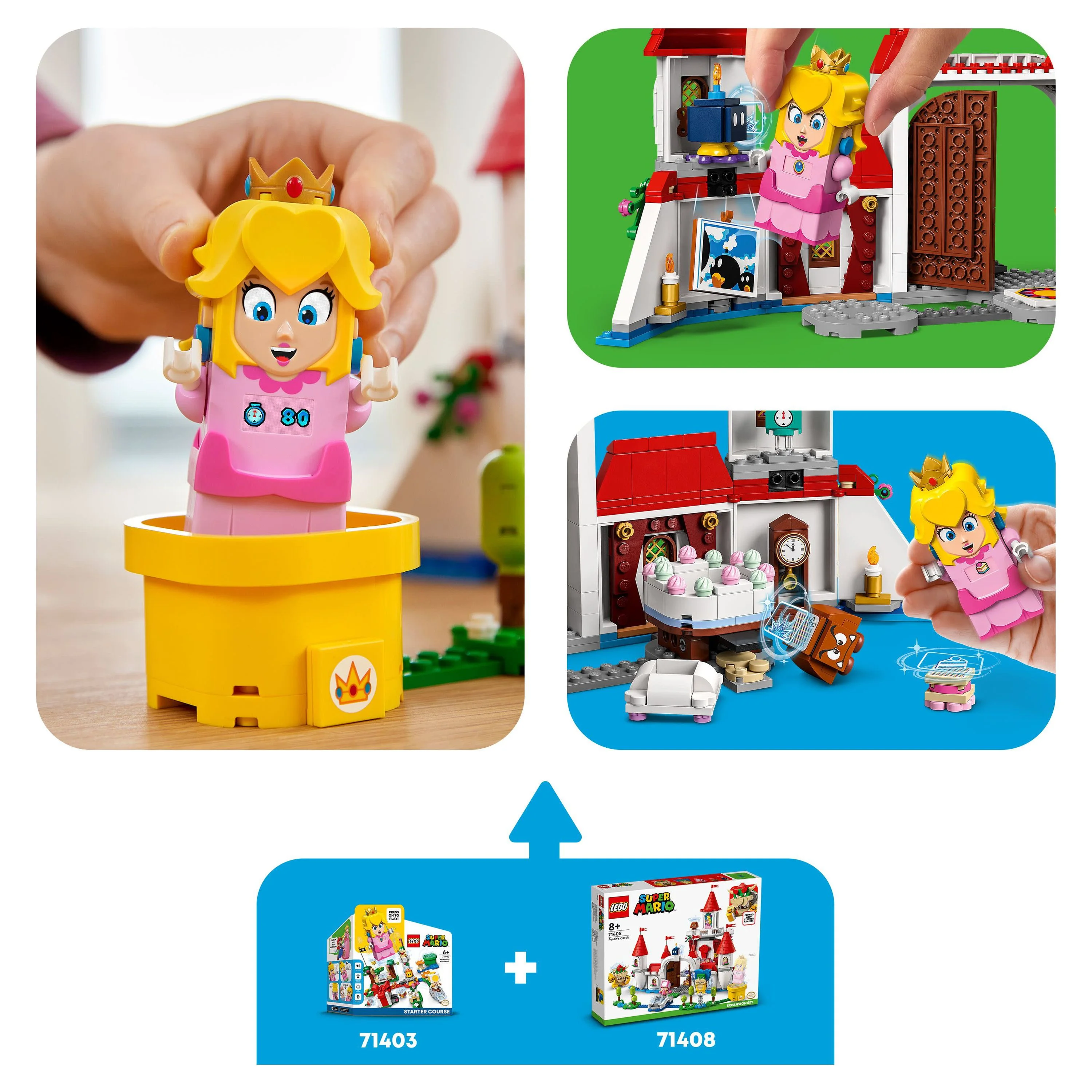 LEGO Super Mario Peach’s Castle Expansion Set 71408, Buildable Game Toy, Gifts for Kids Aged 8 Plus with Time Block plus Bowser and Toadette Figures