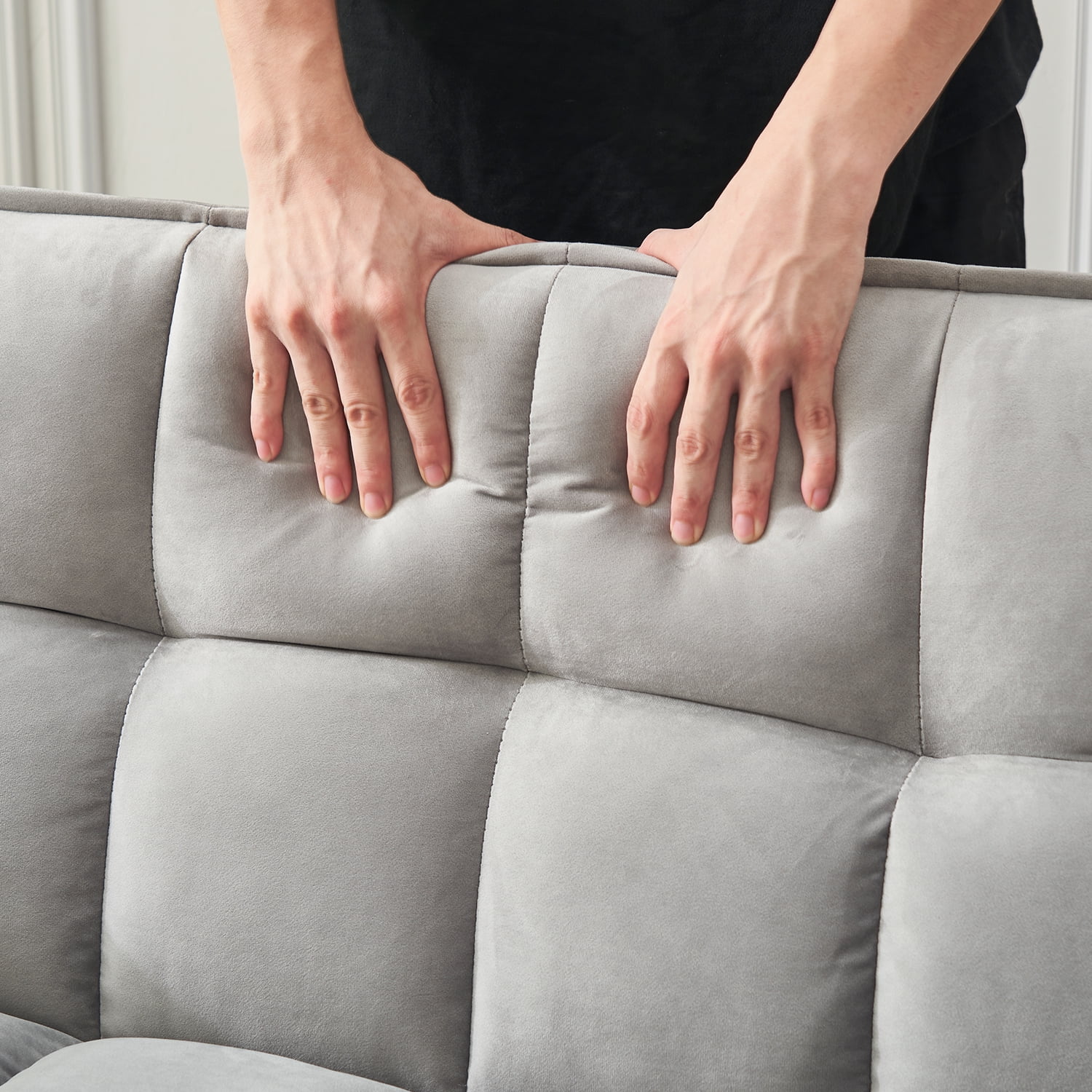 Tzicr 55.5'' 3-in-1 Convertible Sleeper Sofa Bed, Modern Velvet Loveseat Futon Couch Pullout Bed with Adjustable Backrest