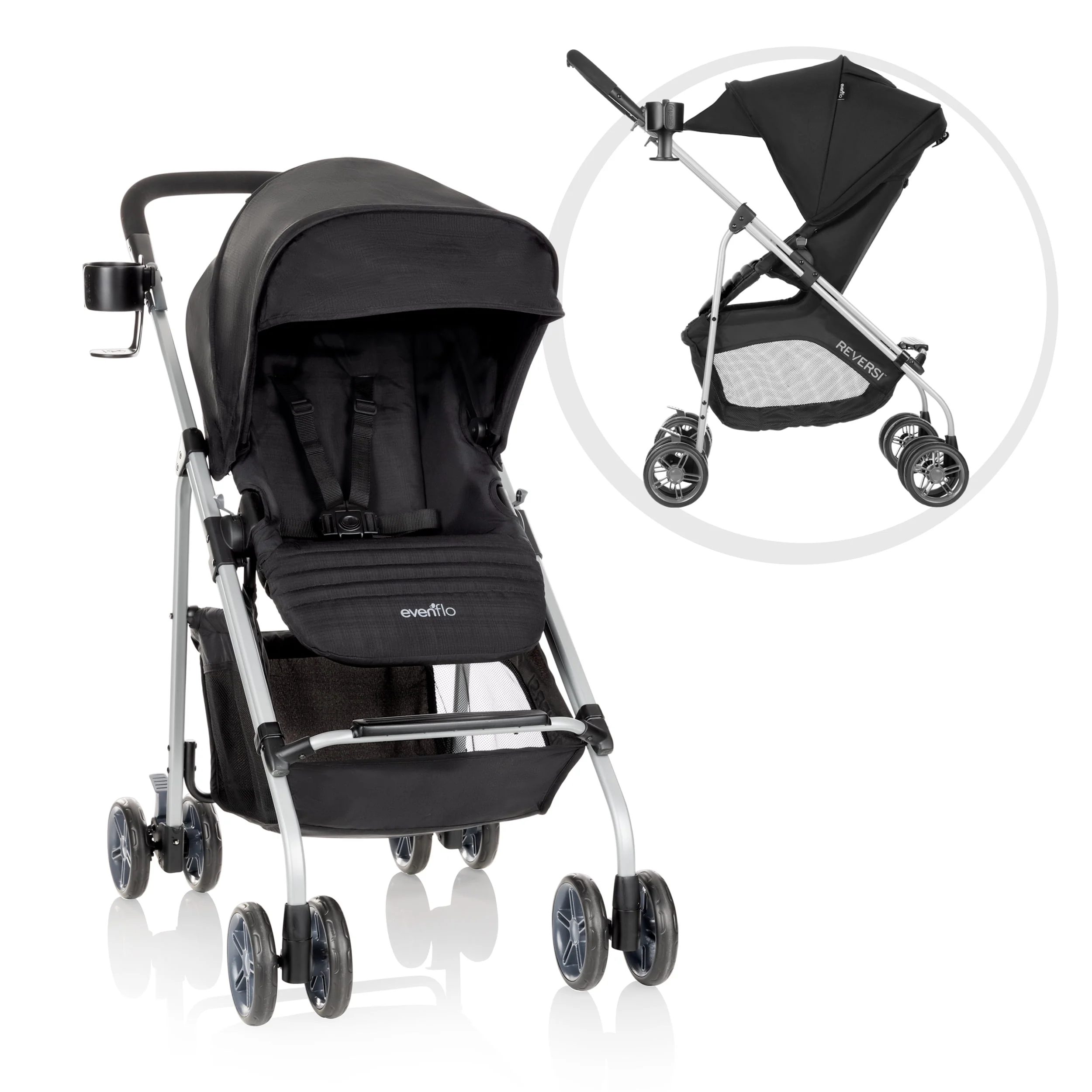 Evenflo Reversi Lightweight Reversible Stroller (Altair Black), Unisex