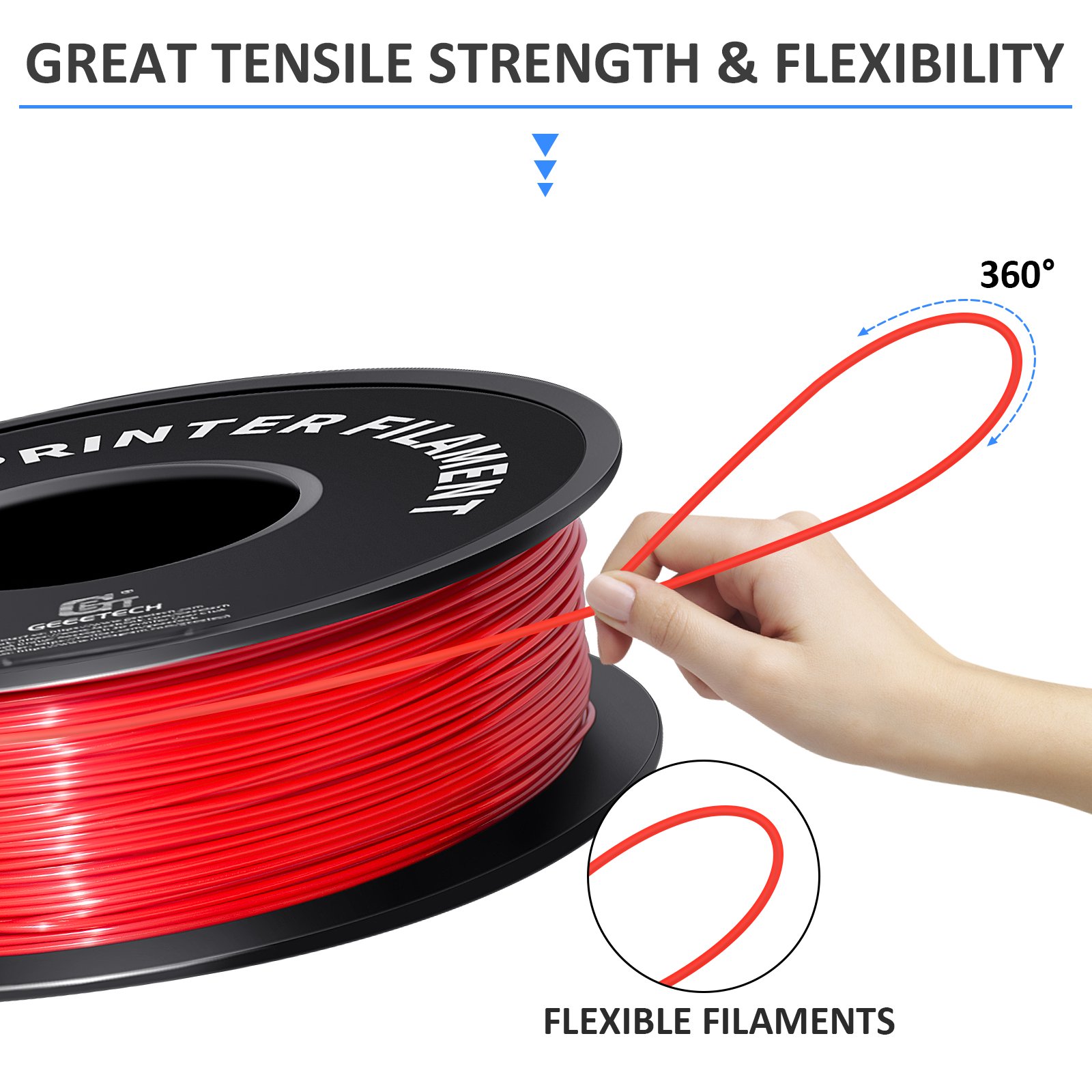 Geeetech 5pcs red 1.75mmPLA 3D Printer Filament , Dimensional Accuracy +/-0.03mm, 5kg (11lbs) , 1080 Feet （330m）per Roll, Fit for Most 3D FDM Printer