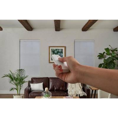 Home Decorators Collection White Cordless Blackout Motorized Cellular Shade with Remote Control - 37.5 in. W x 48 in. L, Winter