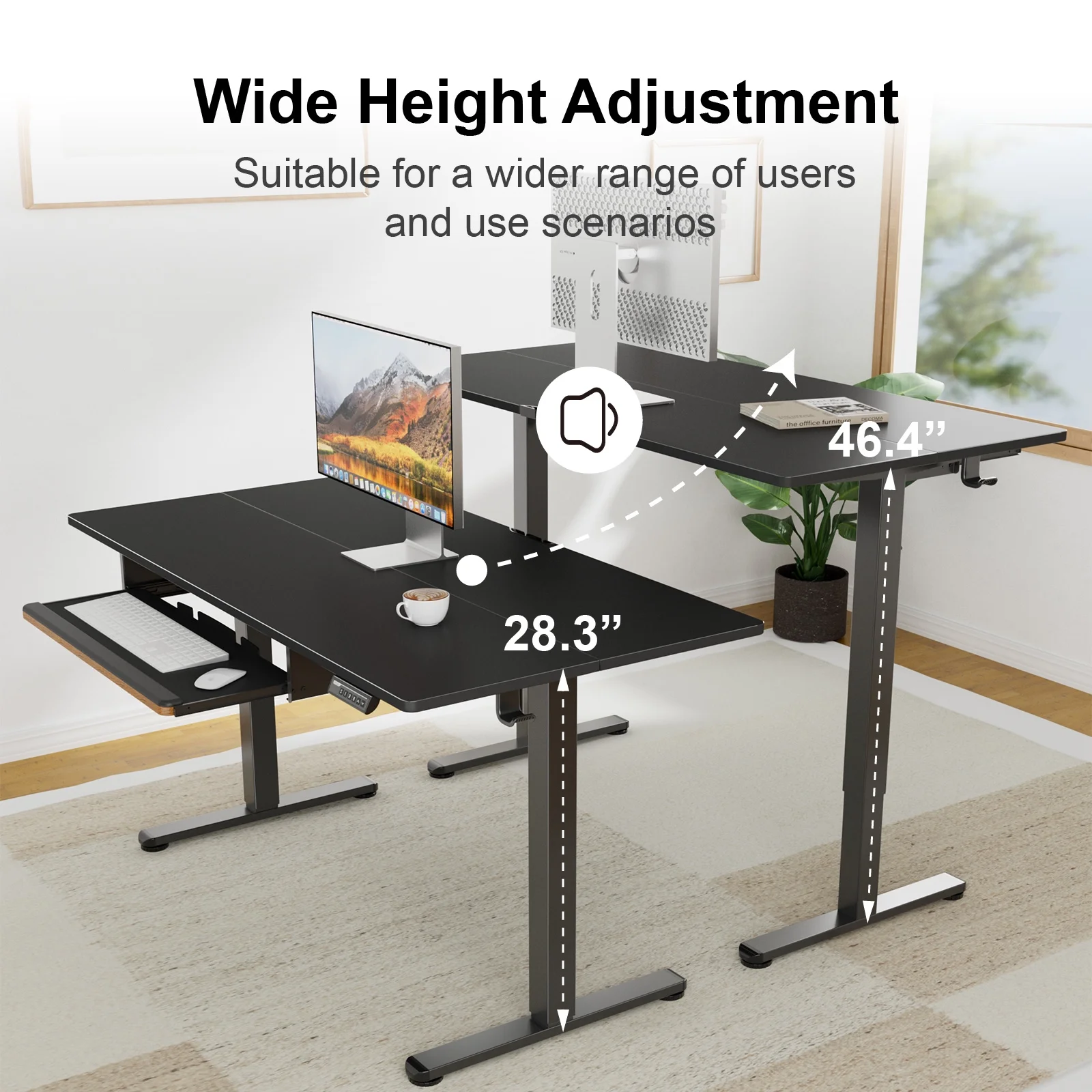 Electric Standing Desk with Keyboard Tray 55 x 28 inches Height Adjustable Gaming Sit Stand up Desk for Home Office Work