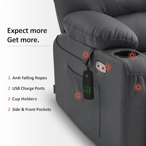 MCombo Oversized Power Lift Recliner Chair for Elderly, Lift Chair with Heat and Massage, Lift Recliner for Big and Tall, Cup Holders