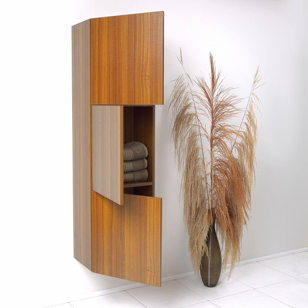 Fresca Bathroom Linen Side Cabinet w/ 3 Large Storage Areas - Teak