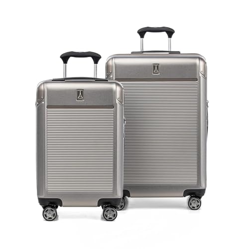 Travelpro Platinum Elite Hardside Expandable Carry on Luggage, 8 Wheel Spinner, TSA Lock, Hard Shell Polycarbonate Suitcase, Metallic Sand