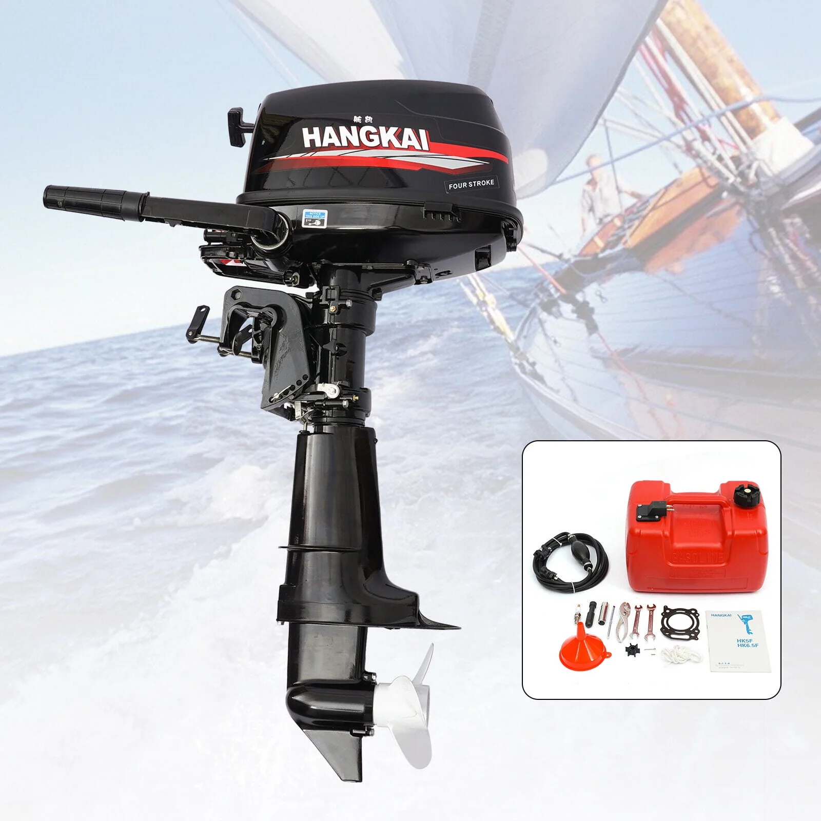 4Stroke 6.5HP Outboard Motor Marine Boat Engine Water Cooling CDI System 6.5HP 4-Stroke Outboard Motor Tiller control Boat Engine Water Cooling 123CC
