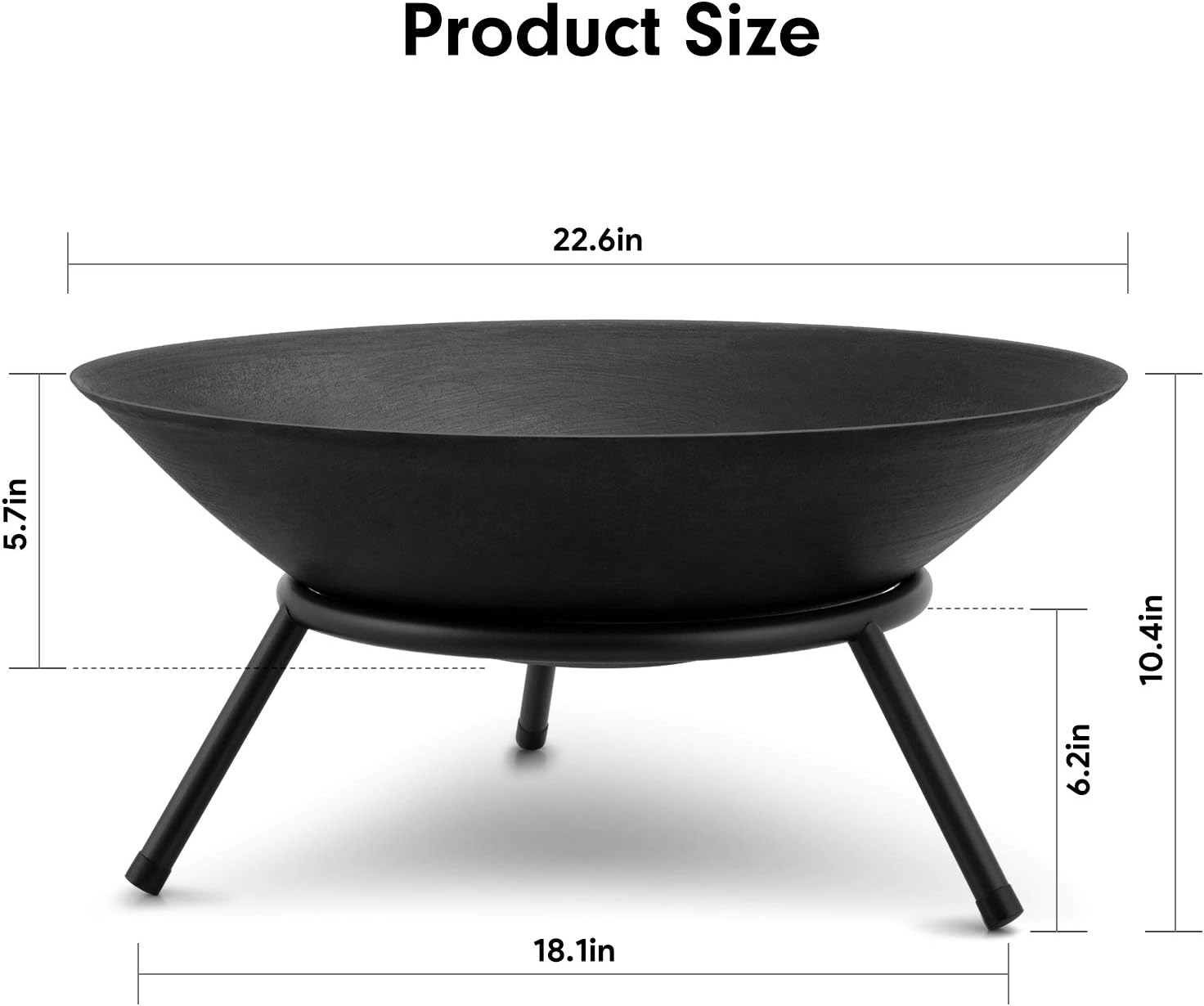 AMAGABELI GARDEN & HOME Fire Pit Outdoor Wood Burning Portable Folding 22in Firepit Firebowl Fireplace Poker Spark Screen Retardant Mesh Lid Deep