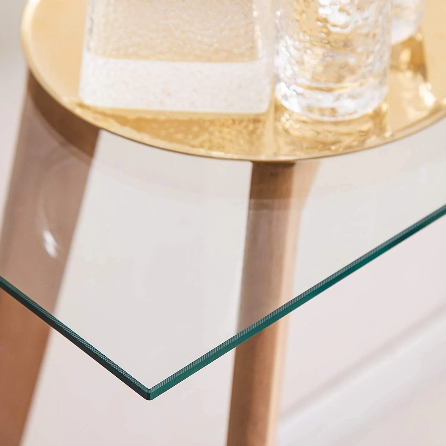 YOJFOTOOU. Glass Console Table, Narrow Entryway Hallway Table Modern Foyer Table with Solid Wood Legs for Entryway Living Room