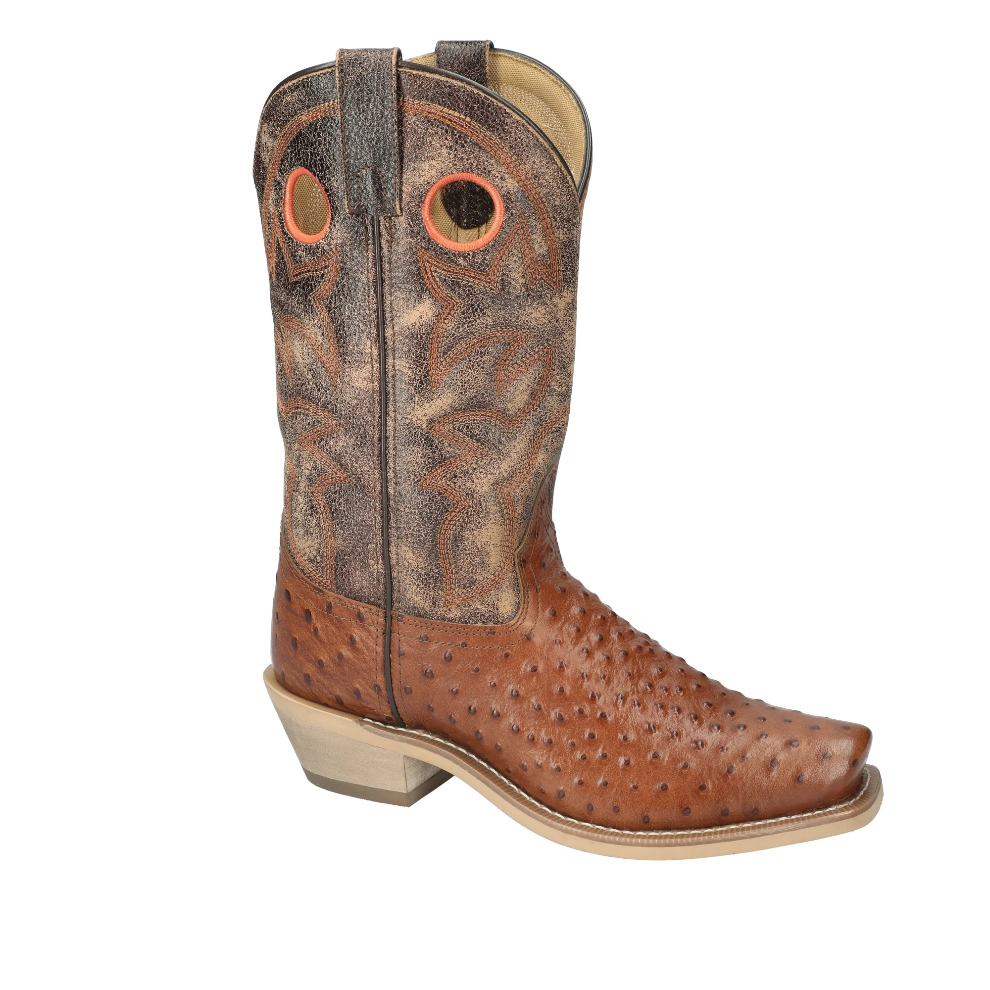 Smoky Mountain Men's Santa Fe Ostrich Print Performance Boot Square Toe Cognac 10 EE  US