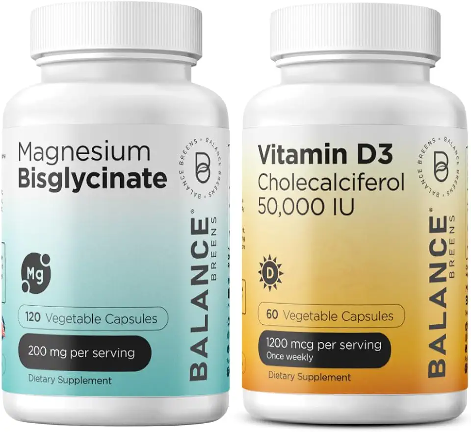 Balance Breens Magnesium 200mg + Vitamin D3 50,000 IU Supplement Combo - Kansas Nuitrition - HNZSDS